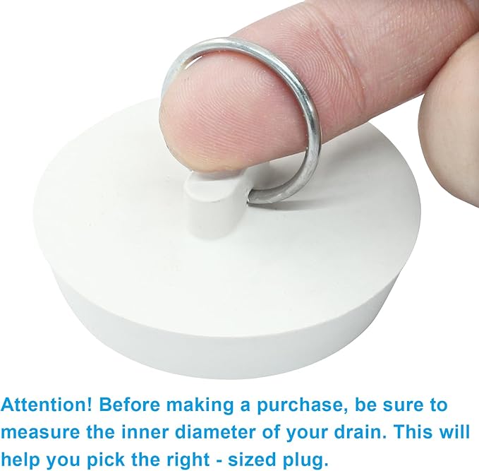 2 Pcs Durable Rubber Drain Stoppers, Fits 1-3/4 Inch Sink Plug Hanging Ring Bathtub Stopper, Universal Bathroom Sink Plug for Kitchen Laundry Bathroom Bathtub