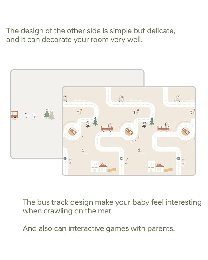 Baby Play Mat, Foldable&Waterproof Baby Play Mat for Floor, Reversible Foam Playmats for Babies Boy and Toddlers Infants, Edge Reinforcement Crawling Mat for Indoor&Outdoor&Travel(50*77*0.4)