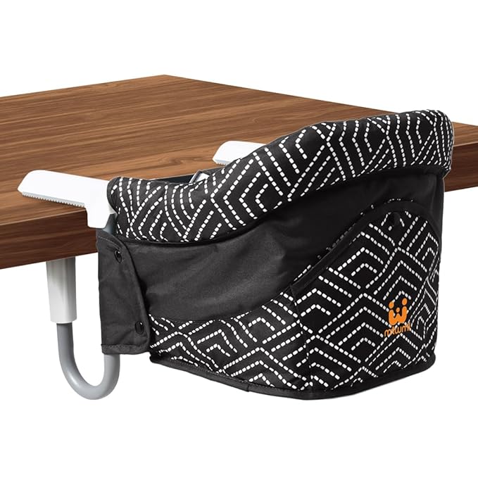 MTWML Portable High Chair for Table,Hook On High Chair that Attaches to Table,Space Saver Clip On Counter Seat for Baby,Easy Clean Baby Feeding Clamp Seat with Carry Bag for Travel(Stripe-Black)