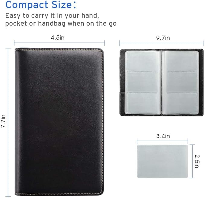 Sooez Leather Professional Business Card Book Holder Organizer, 240 Capacity Credit Card Booklet, PU Name Cards Holder Storage File for Men Women, Beige