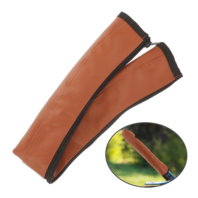 MERRYHAPY Leather Stroller Handle Cover with Zipper Universal Baby Stroller Handlebar Gloves Sleeve Easy to Clean Protective Handle Wrap for Prams 20.5In Length