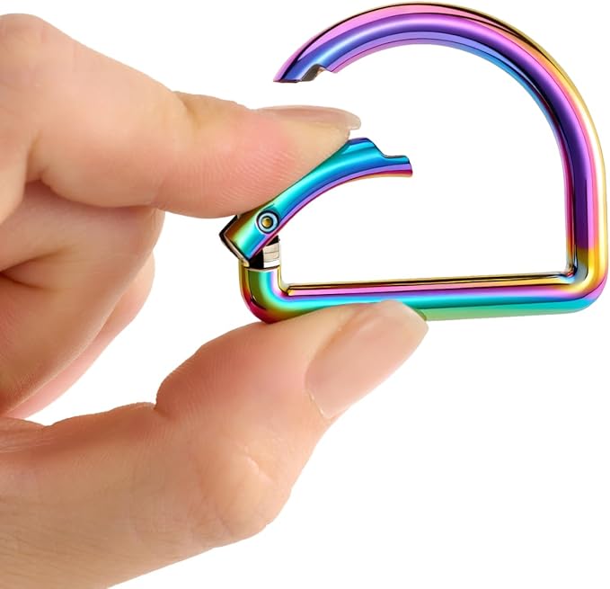 10pcs Metal D Ring Spring Key Hooks Keyring Clip for Keychain Buckle, Backpacks Handbag Purse Hardware, DIY Crafts