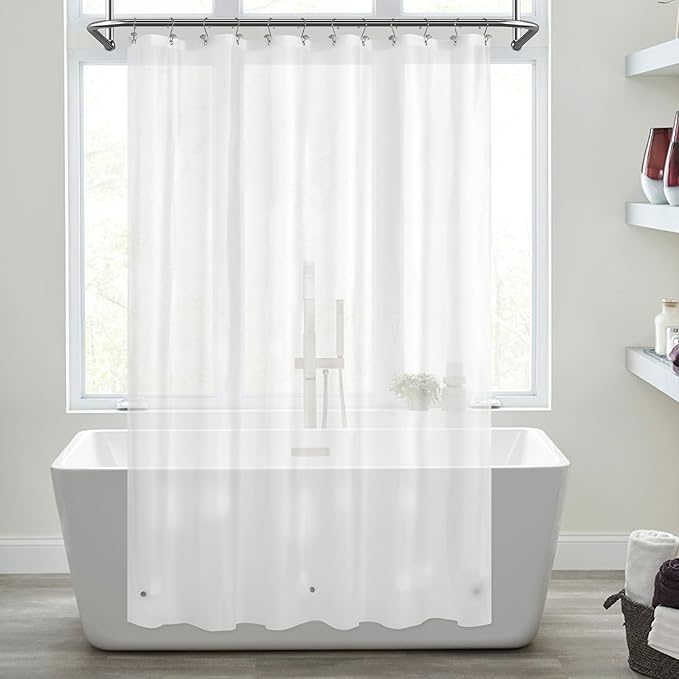 Mrs Awesome Extra Long Shower Curtain Liner with 3 Magnets, Long Frosted PEVA Plastic Shower Curtain for Bathroom Lightweight & Waterproof, 72 x 84, Frost