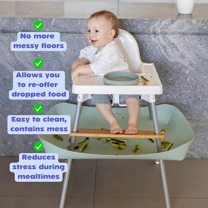 CATCHY -Food Catcher-Compatible with IKEA Antilop High Chair + 12 Other High Chairs- Highchair Sold Separately -Baby & Toddler Food & Mess Catcher-Premium Linen Inspired - Under High Chair Accessory
