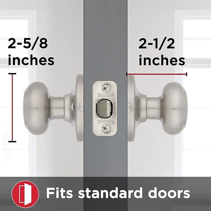 Kwikset Cove Interior Passage Door Knob, Handle for Closet and Hallway Doors, Non-Locking Doorknob in Satin Nickel, with Microban Protection (Pack of 4)