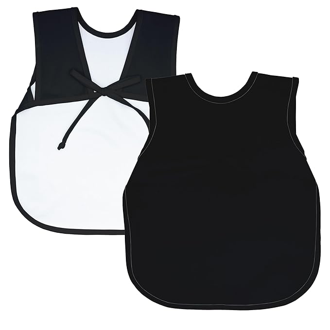BapronBaby Minimalist Black Bapron - No Neck Tie Safer Bib for Baby & Toddler - Soft Waterproof Stain Resistant - Machine Washable - Sz Baby/Toddler 6m-3T