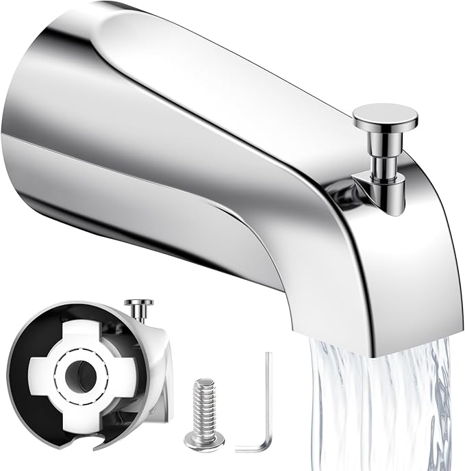 Tub Spout with Diverter – Slip-Fit Bathtub Faucet Spout Replacement, 1/2” Copper Pipe Connection, Easy to Install, Universal for Bathroom Shower (Chrome)