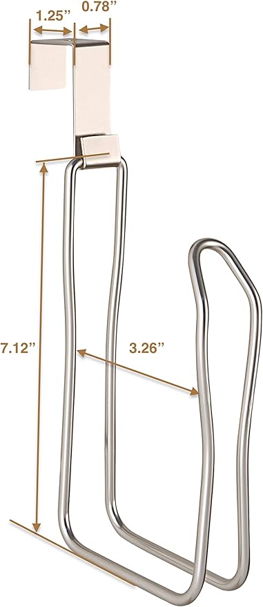 SunnyPoint Over The Tank Toilet Tissue Paper Roll Holder Dispenser and Reserve for Bathroom Storage and Organization - Metal, Hanging, Holds 1 Roll (Satin Nickel)