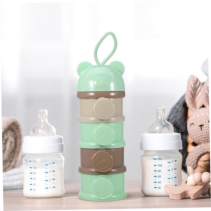 Box Storage Container Formula Mixer Blender Portable Powder Dispenser Formula Dispenser 4 Layers Milk Container Para Guardar Snack Container Travel Lait Boite Milk Powder Tool, Green