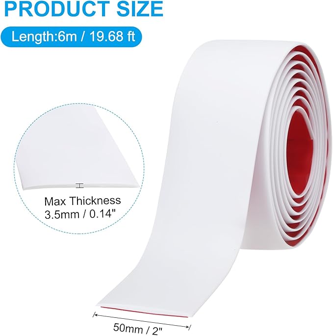 PATIKIL Self Adhesive Floor Transition Strip 10 ft x 2" Vinyl Flat Divider Flooring for Joining Floor Gaps Carpet Transition Floor Tiles, White