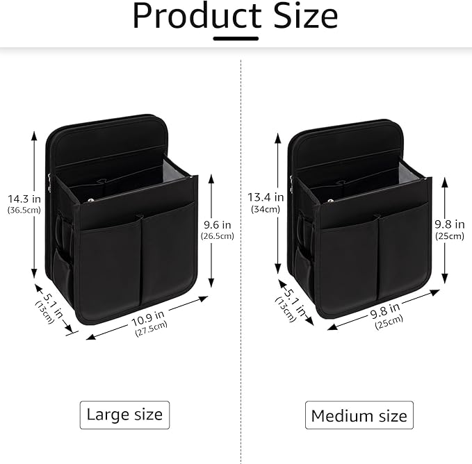 Yoillione Backpack Organizer Insert for Men and Women with Base Shaper - Lightweight Bag Organizer with High Capacity, 17 Pockets with Zipper (13'' Height, Black)