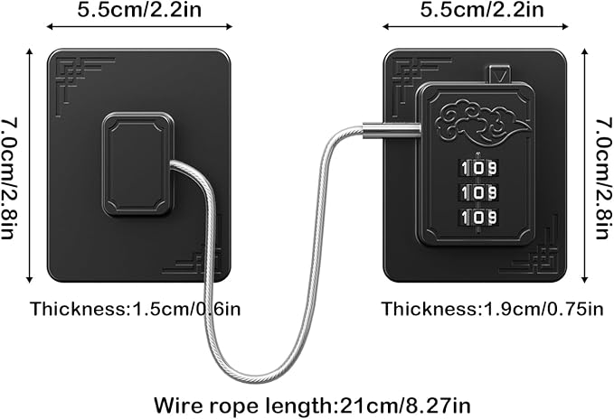Lexng 2 Pack Refrigerator Locks with 3 Digit Code, Easy Install Fridge Lock Combination, Premium Freezer Lock, Child Proof Cabinet Locks for Refrigerators, Drawers, Closets, Windows (Black)