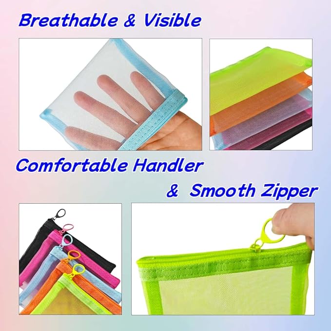 5 Pack Small Mesh Zipper Pouch Bags for Purse, Size 5" x 4" Travel Pouches for Daily Toiletries, Mini Mesh Bags with Zipper, Purse Organizer Pouches Insert (5" x 4")