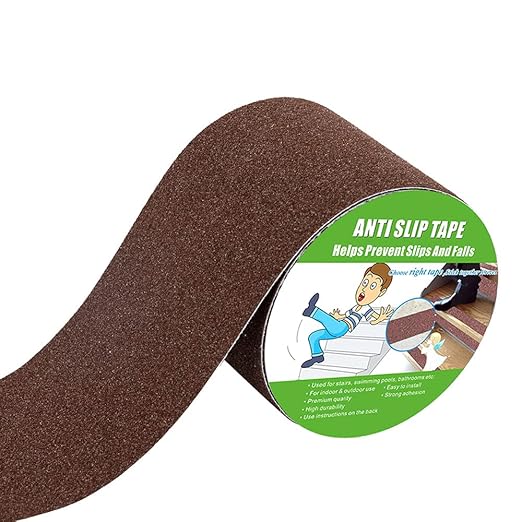 Anti Slip Tape, High Traction,Strong Grip Abrasive, Not Easy Leaving Adhesive Residue, Indoor & Outdoor (4" Width x 190" Long, Brown)