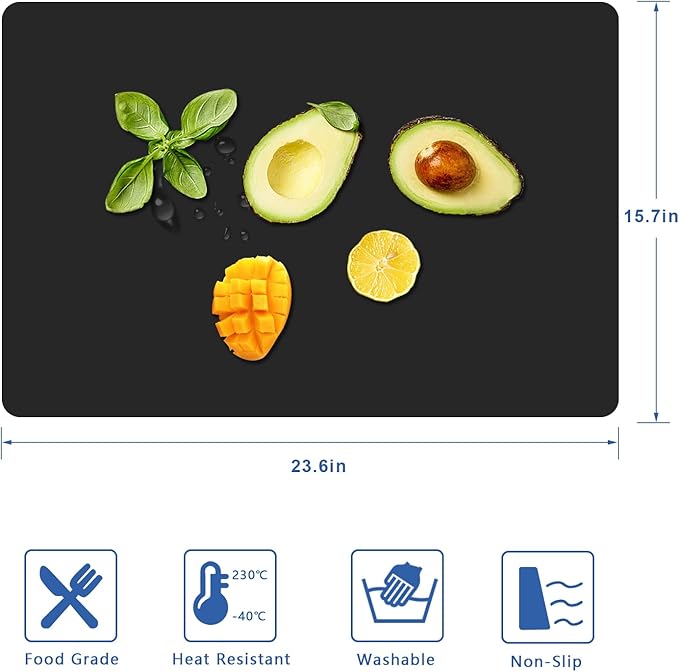 Silicone Placemats, Food-Grade Non-Slip Waterproof, Dining, Stain Resistant, Countertop Protector, Kitchen Counter Mat, Heat Resistant, Baking mat Dishwasher Safe