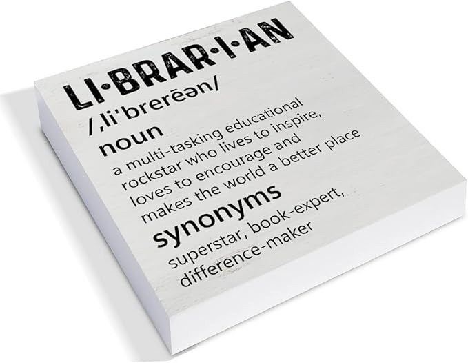 Librarian Definition Wood Box Sign Decor Desk Sign Library Worker Wooden Box Block Sign Rustic Home Library Shelf Wall Decoration Librarian Appreciation Gift