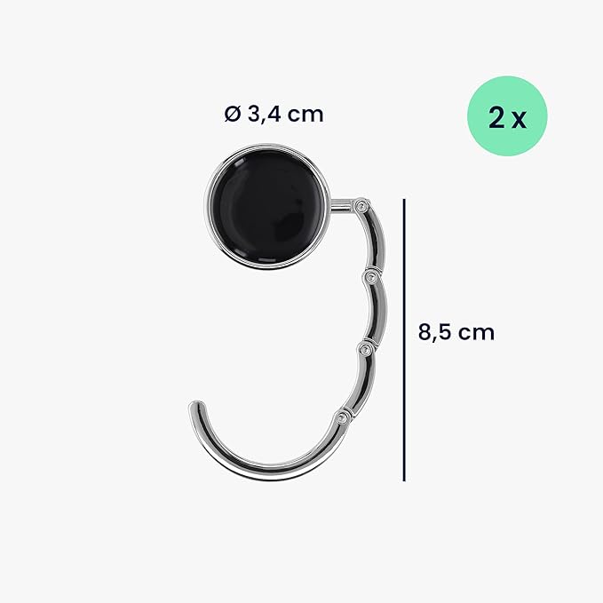 kwmobile Purse Hanger for Table (Set of 2) - Purse Hook for Table - Folding Handbag Hanger - Portable Bag Holder