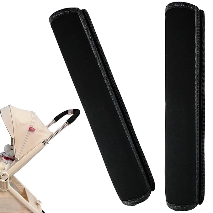 2 Pack 10.82 * 5.51 inches Stroller Armrest Handle Cover,Pushchair Handlebar Cover,Universal Protective Bumper Bar Covers Replacement Removable Toddler Pram Bumper Dust Proof Handle Gloves(Black)