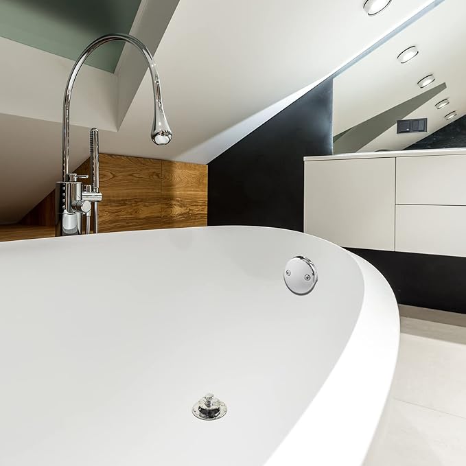 Dual Hole Bathtub Drain Overflow Plate with Two Matching Screws, Easy to Install, Plated Chrome