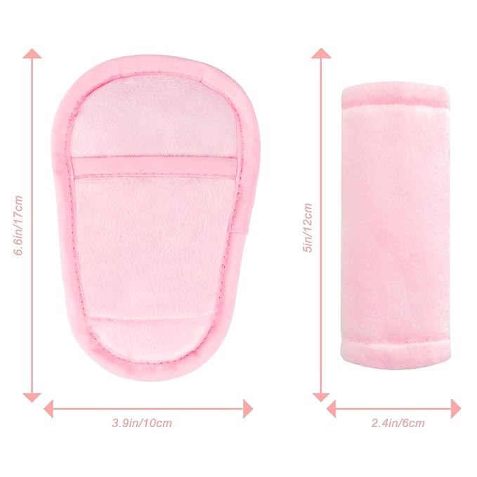 Car Seat Straps Pads for Baby Girls 3 Pieces,Super Soft Car Seat Strap Covers Kids,Man Fai Sky Infant Carseat Shoulder Pading, Hip Support for All Car Seats, Pushchair, Stroller(Pink)