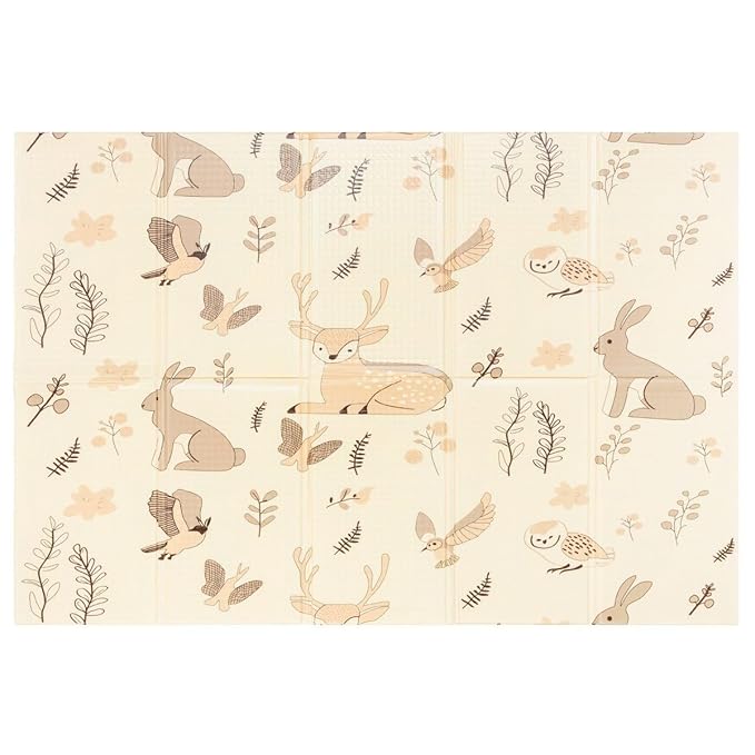 Baby Floor Play Mat Foldable 70.9" x 47.2" x 0.4", Non-Slip Waterproof Foam Play Mat for Kids, Toddlers and Babies, Reversible Design - Forest and City Streets Theme, Easy Storage and Travel