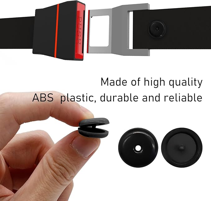10 Sets Seat Belt Button Stop, Snap-On Plastic Seatbelt Stopper Clip Prevent Seat Belt Buckle from Sliding Down, No Welding Seat Belt Stop Kit, Universal Car Accessories (Black)