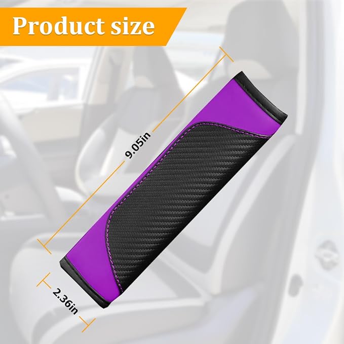 2PCS Car Seat Belt Cover, Carbon Fiber Seatbelt Shoulder Protection, Soft Car Seat Belt Strap Cushion Protect Your Neck and Shoulder, Car Accessories Seat Belt Pad for Car Truck (Purple)