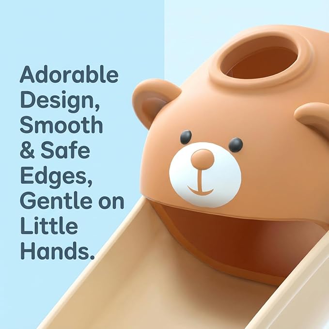 Skyroku Faucet Extender for Kids, Temperature-Sensitive Faucet Spout Extension for Independent Hand Washing - Cute Bear Design, Fits Most Bathroom & Kitchen Sinks(Brown 2P)