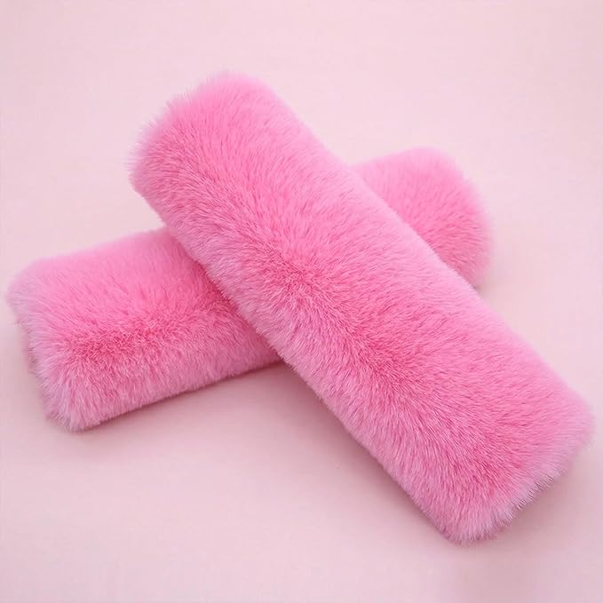 2-Pack Soft Plush Seatbelt Covers for Kids - Comfortable Pink Seat Belt Cushion for Newborns - Car Seat/Stroller Strap Accessories - Enhanced Driving Comfort & Protection (Pink)