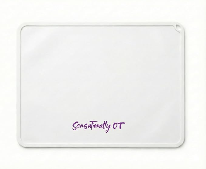 White - Premium Silicone Placemat for Toddlers - Non-Slip, Easy Clean Design, Kids Placemats for Dinning Table, Sensory Play, Portable, Perfect Mess-Free Mealtime & Playtime