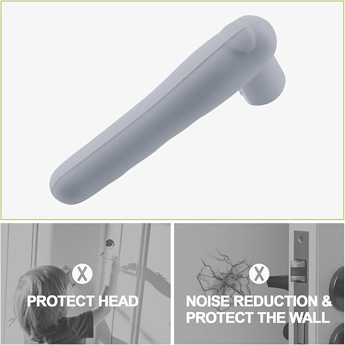 10Pcs Grey Door Knob Covers Silicone Door Handle Glove Cover Anti-Static Safety Doorknob Protector for Flat Square Doors Levers