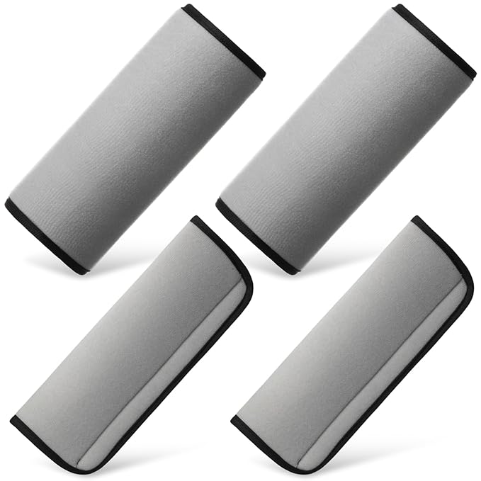 Riakrum 4 Pcs Baby Car Seat Belt Covers Soft Car Seat Straps Shoulder Pads for Kid Infant Stroller Strap Covers Safety Belt Cushion Pads for Boy and Girl (Gray,10.63 x 4.33 Inch)