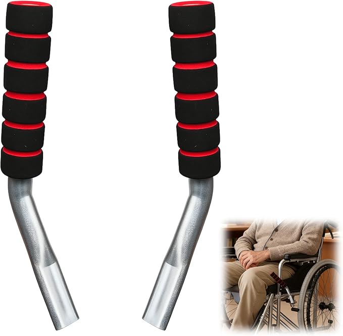 2Pcs Wheelchair Brake Extenders, Anti-Slip Soft Wheelchair Handle Extenders, Transport Chair Reclining Parts Chair Accessories for Elderly Disabled Handle Extension Wheel Chair Accessories (Silver)
