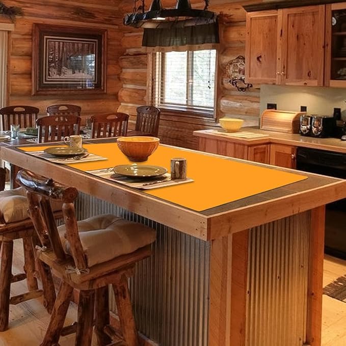 Extra Large Silicone Mats for Kitchen Counter, 31.5'' x 23.6'' Silicone Placemats for Kids, Nonstick Silicone Mat for Baking Crafts, Nonskid Heat Resistant Mat Orange Kids Placemats for Table,1Pcs