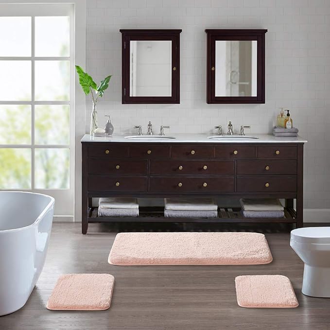 Suchtale Large Bathroom Rug Extra Soft and Absorbent Shaggy Bathroom Mat (24 x 60, Blush) Machine Washable Microfiber Bath Mat for Bathroom, Non Slip Bath Mat, Luxury Bathroom Floor Mats Rubber Back