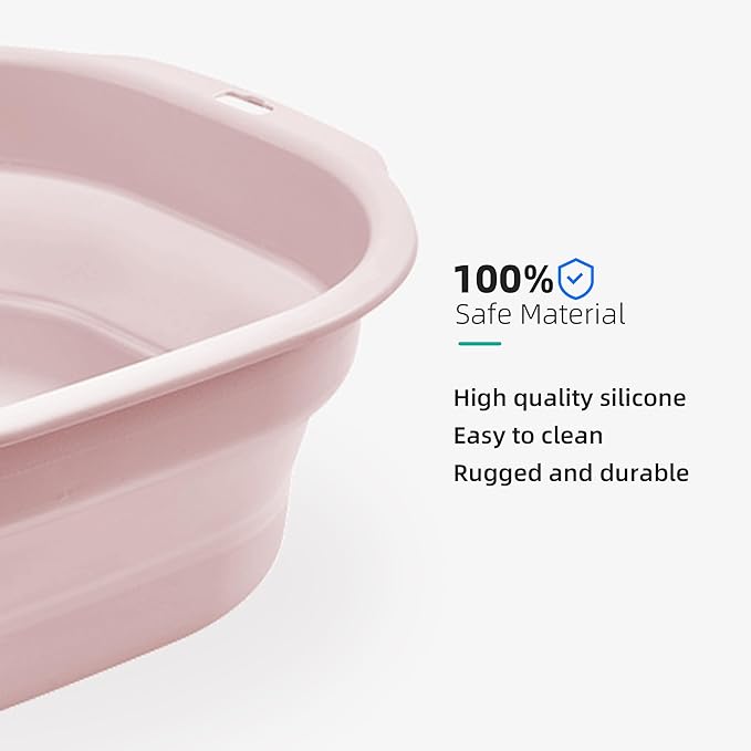 Bellglee 2 Pack Collapsible Wash Basin Set, Foldable Dish Tub, Small Medium Portable Sink for Kitchen, Camping, RV, Baby Bottles, Laundry, Plastic Washbasin -Pink