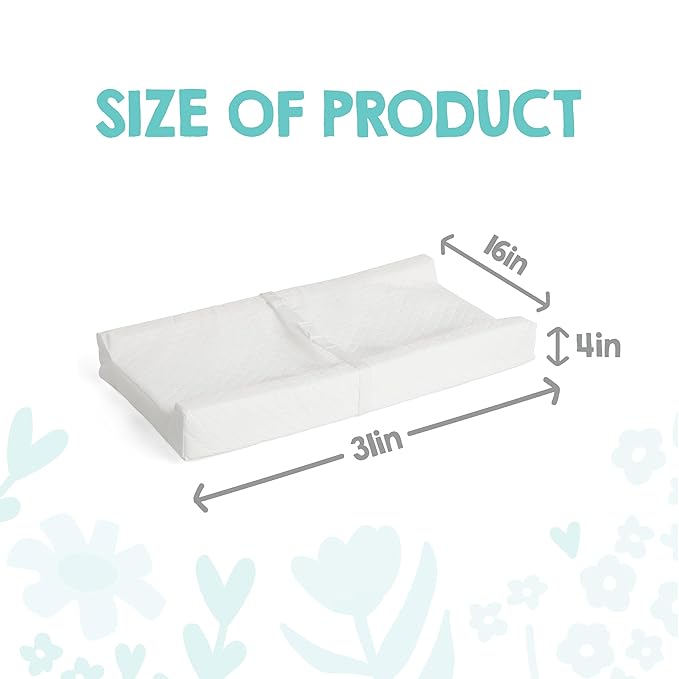 Regalo Baby Basics Changing Pad with Non-Slip Grip System, Waterproof Diaper Changing Pad for Dresser or Changing Table, Contoured Infant Changing Pad with Safety Strap, White