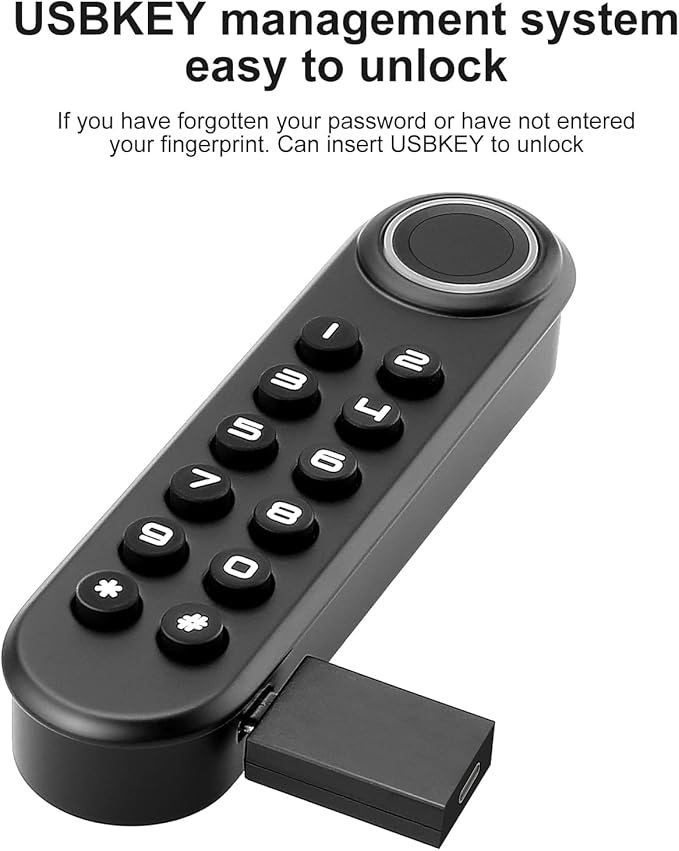 Fingerprint Cabinet Lock, Smart Electronic Cabinet Locks, Combination Password Drawer Lock with USBKEY Suitable for Office Cabinet, Wardrobes, Liquor, Weapon Storages and etc-ABS Lock Case