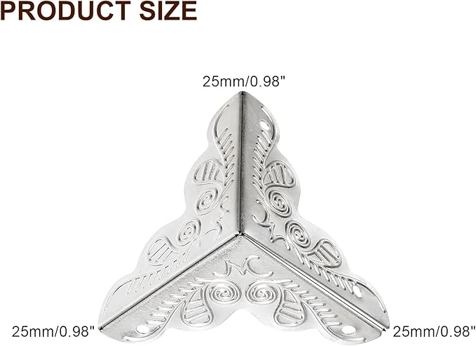 uxcell 30 Pcs Box Edge Guard, 25mm Decorative Box Corner Cover, Corner Protector, Vintage Stair Dust Corners with Screws, Silver