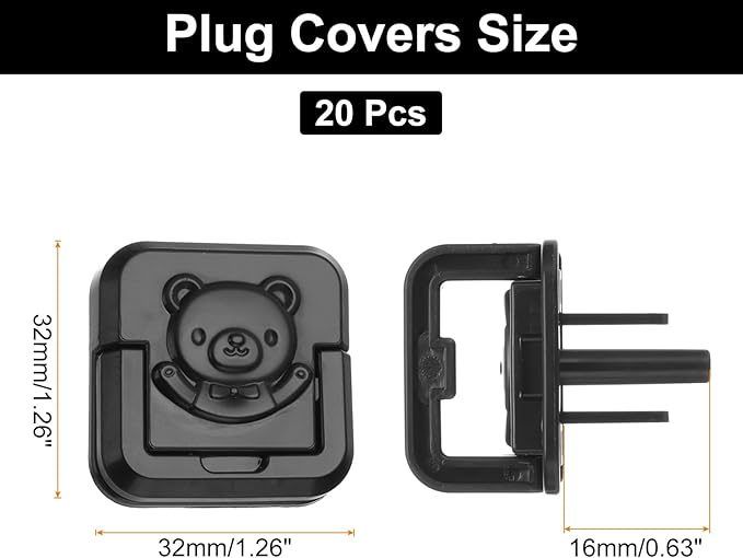 MECCANIXITY 20 Pack Outlet Covers Proofing, Plug Covers Easy Installation Electric Plug Protectors Safety Socket Cover Plugs Protector Black