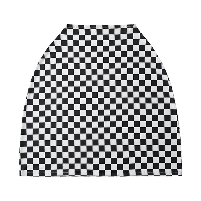 Little Jump Multi-use Baby Carseat Cover, Breathable Nursing Cover, High Stretchy Infant Carseat Canopy, Stroller Cover, Car Seat Covers for Bbies, Boys & Girls(Black Checkered)