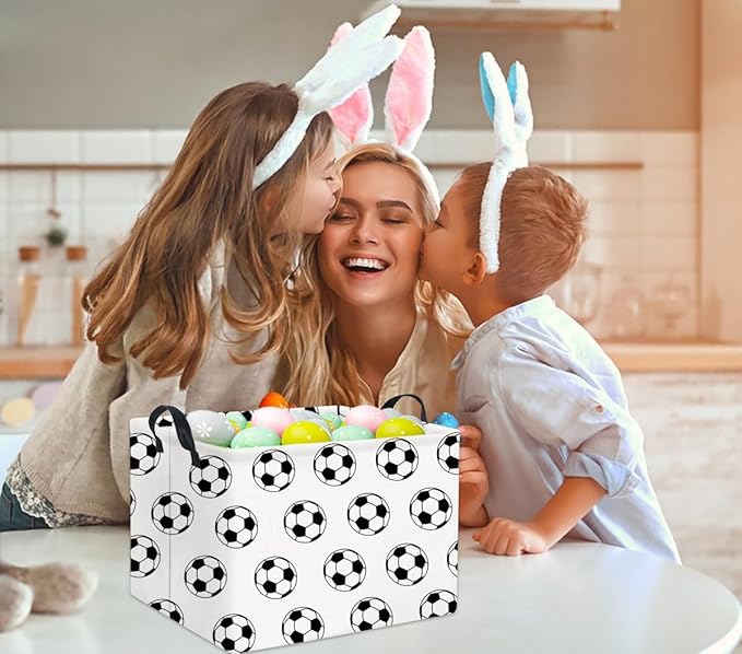 TIBAOLOVER Rectangular Soccer Basket Kids Baby Storage Basket Cute Kids Toy Storage Bin Organizer Shelf Book Room Decor(Soccers)