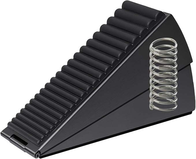 Large Door Stopper - Metal Door Wedge, Tall Door Stopper, Spring Rubber for Extra Strong Grip (Black, 1 Pack)