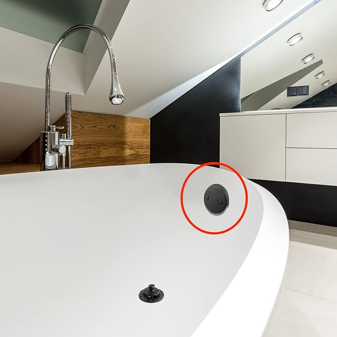 Dual Hole Bathtub Drain Overflow Plate with Two Matching Screws, Easy to Install, Matte Black