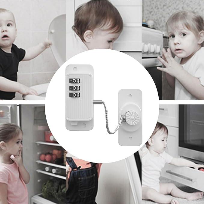 Heavy Duty Combination Refrigerator Lock (1 Pack) - Cabinet Locks Baby Proofing, No Drilling Adhesive Fridge Locks, for Fridge, Cabinets, Drawers, Window and Child Safety Cabinet Lock