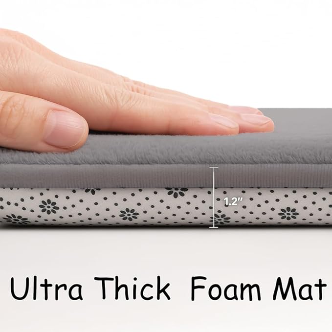 Baby Play Mat for Floor, 1.2″ Thick Foam 59X39 Playpen Mat, Ultra-Soft Velvet for Tummy Time & Crawling, Non-Slip Backing and Easy to Clean, Safe for Infants, Toddlers, and Kids (Gray)