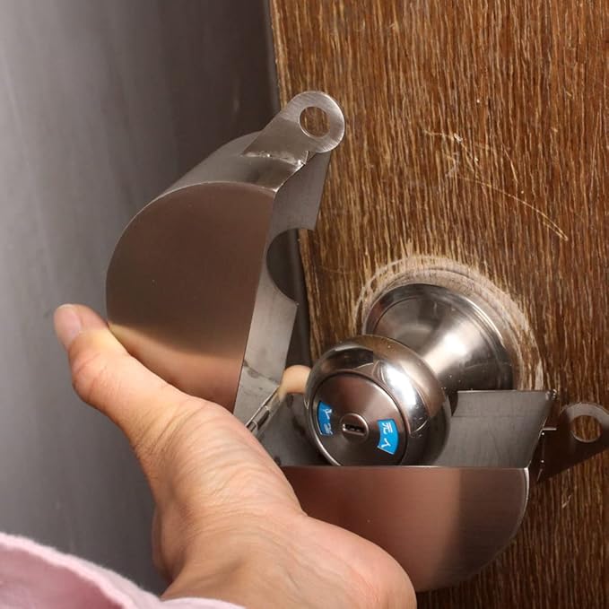Door Knob Lock Combination Out Device Cover to The Doorknob/Faucet/Water Valve Hose Lock, Temporary Door Handle Combination Lock, Prevents Turning of Door Knob and Access to Keyhole
