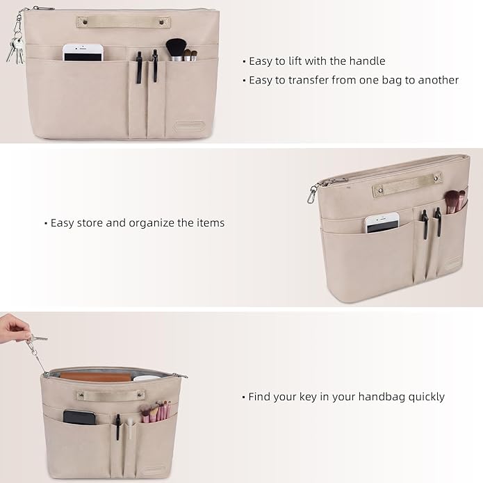VANCORE Purse Organizer Insert for Handbags,Tote Bag Organizer Insert with Zipper Bag,Premium Handbag Organizer Inside Liner for Women