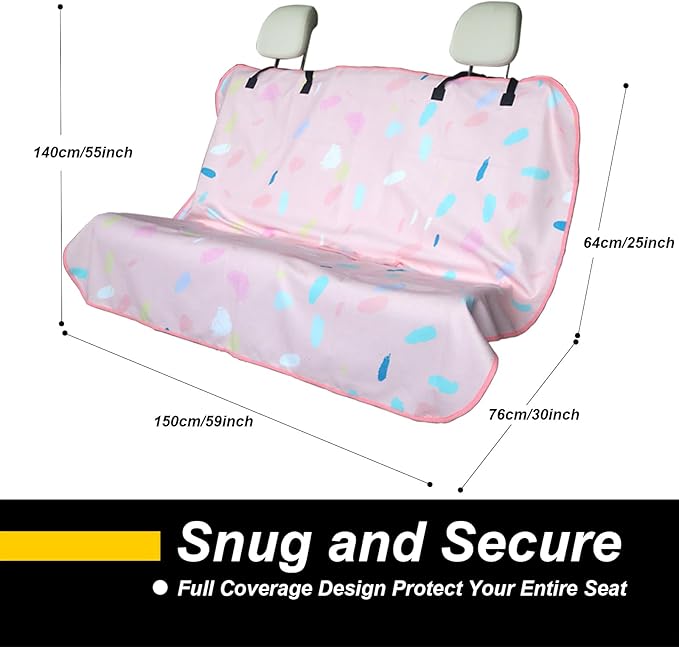 LoyaGour Back Seat Cover for Car Trucks Van SUV,Waterproof Rear Bench Towel Seat Covers for Dogs and Kids,Automotive Backseat Protector (Pink Marbling)