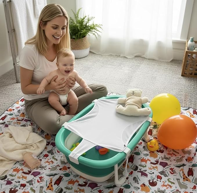 Waterproof High Chair Splat Mat – Machine Washable Floor & Table Protector for Baby Feeding, Art & Crafts, Outdoor Use (Zoo, 114x118 Inch)
